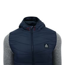 Load image into Gallery viewer, Reebok Men&#39;s Sweater Fleece Mix Jacket Navy/Grey Heather 2XL
