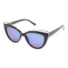 Load image into Gallery viewer, Mirrored Cat Eye Sunglasses Black/Blue
