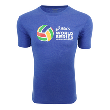 Load image into Gallery viewer, Asics Men&#39;s World Series of Beach Volleyball T-Shirt Blue Heather S
