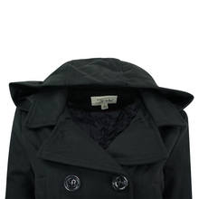 Load image into Gallery viewer, Maralyn &amp; Me Double-Breasted Hooded Wool Peacoat Black S

