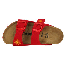 Load image into Gallery viewer, Birkenstock Kids&#39; Arizona Sandals Wool Felt Snow Stars Red 29 N
