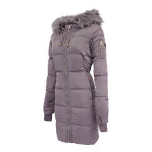 Load image into Gallery viewer, Jessica Simpson Women&#39;s Fur Trimmed Sherpa Lined Quilted Puffer Jacket Mauve L
